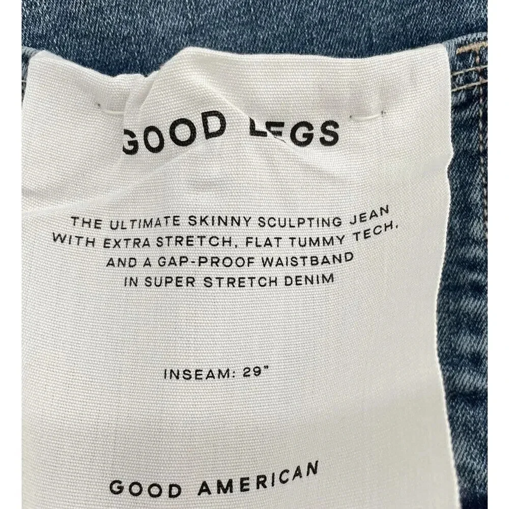 Good American Good Legs Under Fray Waistband High Rise Skinny Jeans Size 00 - Picture 12 of 13